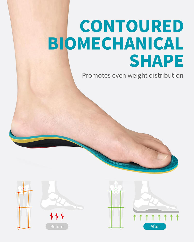 WalkHero Heavy Duty Pain Relief Insoles, 220+lbs High Arch Support Orthotics Inserts for Plantar Fasciitis, Flat Feet, Pronation and Heel Pain (Mens 8-8.5 | Womens 10-10.5, Coral Green) Mens 8 - 8.5 | Womens 10 - 10.5 - BeesActive Australia