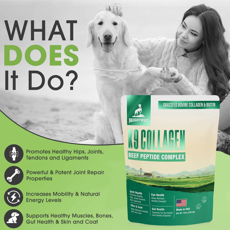 K9 Collagen PEPTIDE Complex W/BIOTIN - Hip & Joint Supplement for Dogs- Supports Healthy Joints, Skin & Coat – Helps in Recovery & Repair– 3+ Months Supply - Over 114 Servings! - PawsPlanet Australia