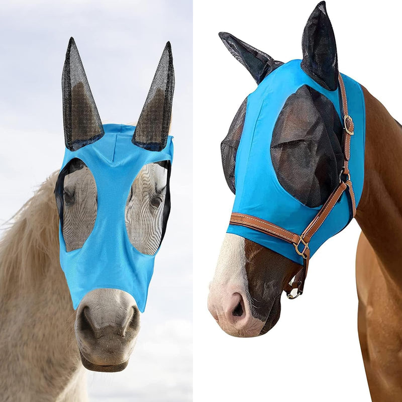 UV protection horse fly mask, horse fly mask, super-fit horse fly mask, horse fly mask, breathable mesh, anti-UV, anti-mosquitoes, insects, elastic brake mask (blue) - BeesActive Australia