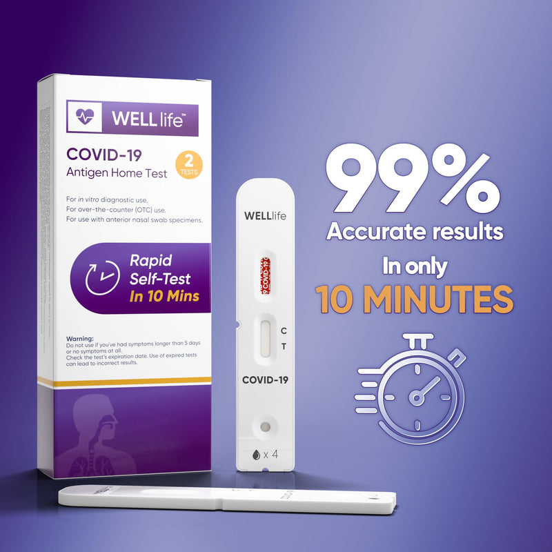 WELLlife Covid-19 Antigen Home Test, Covid Home Test, 5 Tests, FDA Authorized OTC Covid Tests at Home with 10 Minute Results