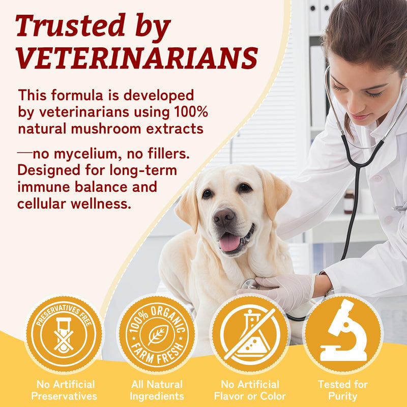 Dog Cancer Supplements - Pet Critical Guard - Natural Dog Lumps & Bumps Treatment- Cellular, Immune Health Support - Organic 8 Mushroom Supplement Blend, Antioxidants with Turkey Tail Mushroom