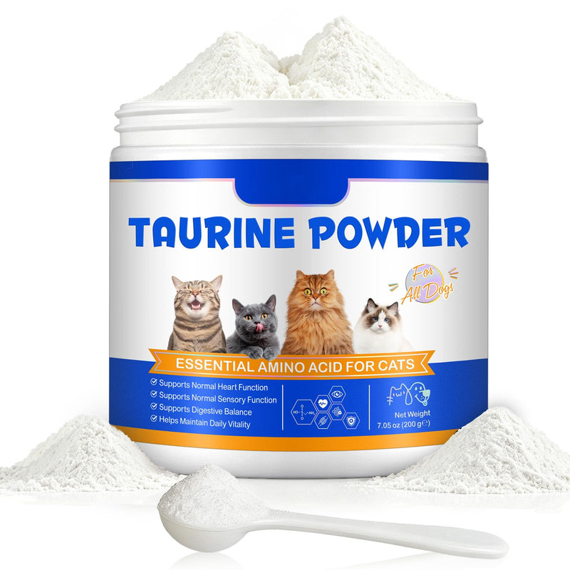 Taurine Powder for Cats 200g | Pure Taurine Amino Acid Supplement for Feline Nutrition | Supports Heart, Vision & Daily Wellness | No Additives, Easy to Mix | for Kittens, Adult & Senior Cats