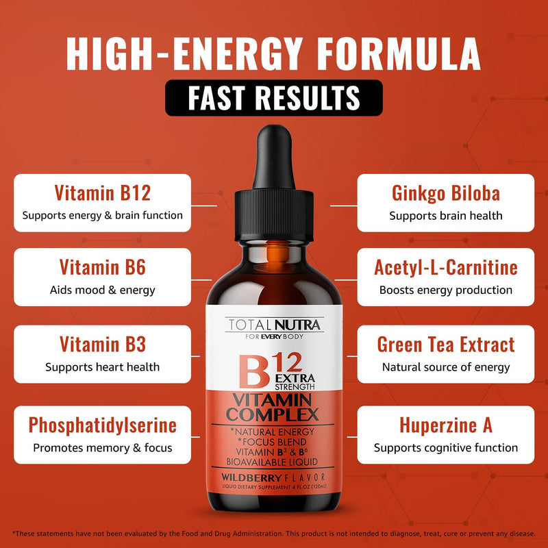 Extra Strength B Vitamin Drops and 6-in-1 Liquid Multivitamin Supplement | Instant Energy, Focus & Metabolism Support | Immune Defense Support for Kids and Adults