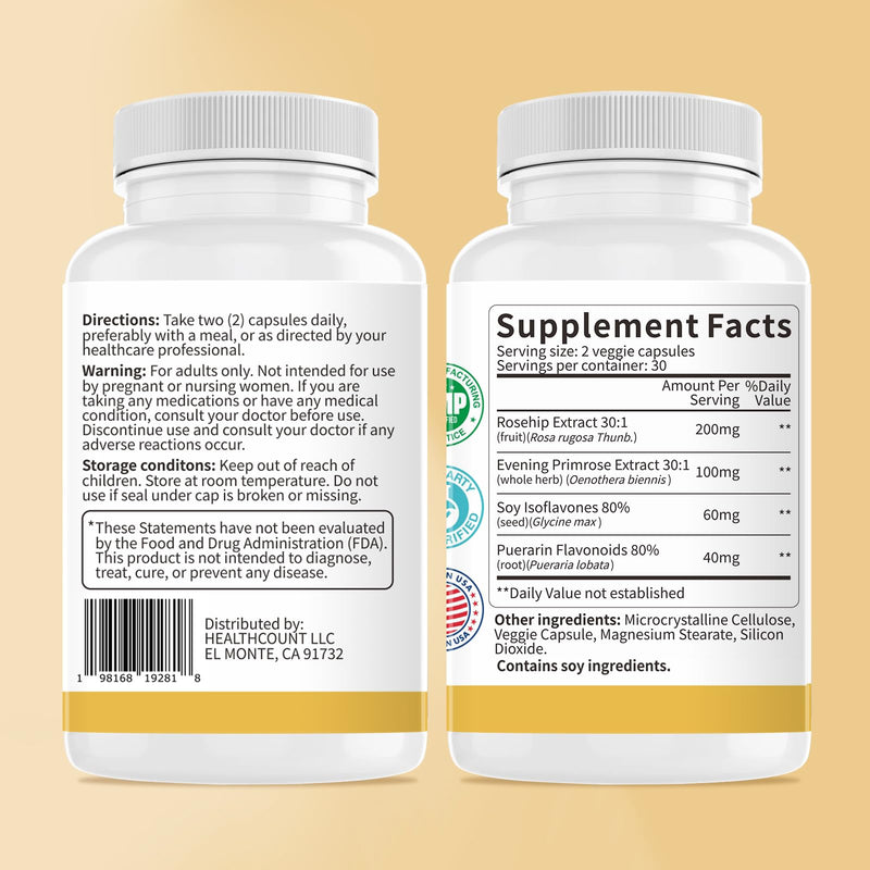 4-in-1 Women‚Äôs Hormonal Balance Complex Supplement | Rosehip, Pueraria & Evening Primrose with Soy Isoflavones | Menstrual Cycle, Menopause, Energy Level & Healthy Skin Support 30-Day Essentials Pack