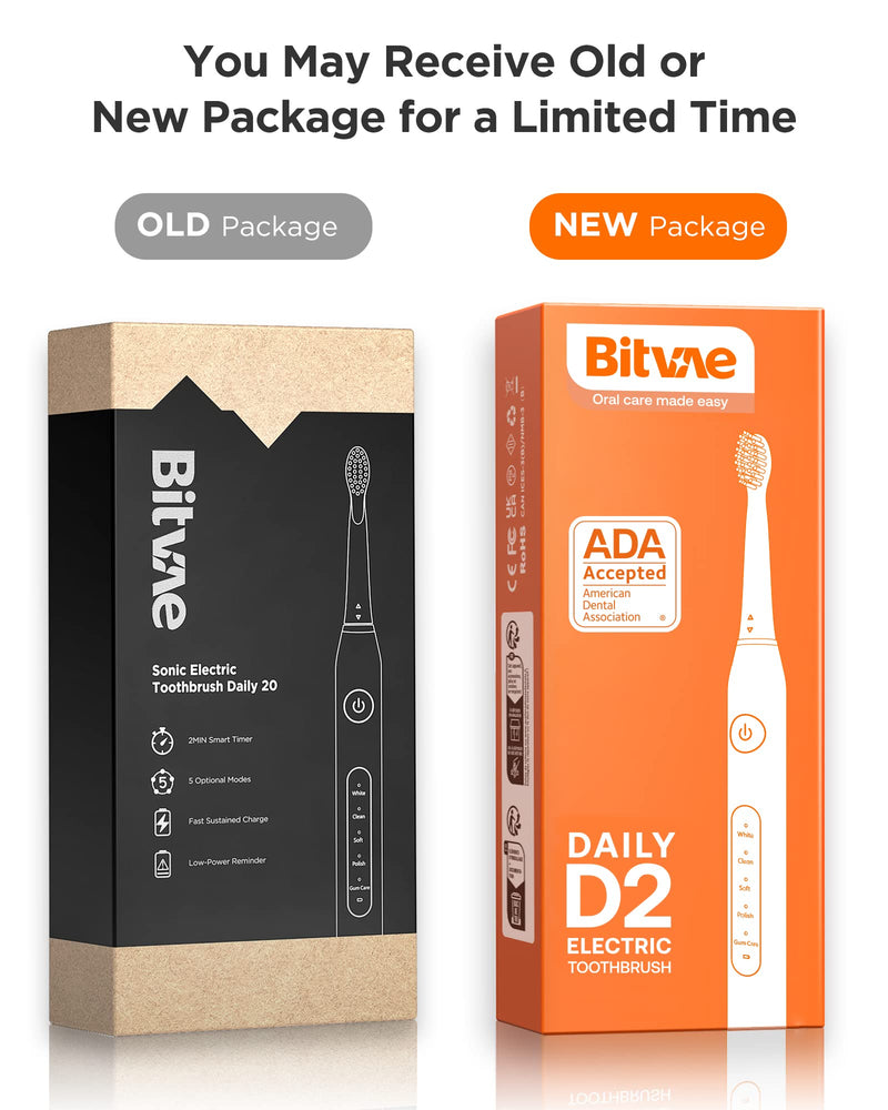 Bitvae Electric Toothbrush for Adults - Ultrasonic Electric Toothbrushes with 8 Brush Heads, ADA Accepted Power Rechargeable Toothbrush with 5 Modes, Smart Timer, Black D2 - BeesActive Australia