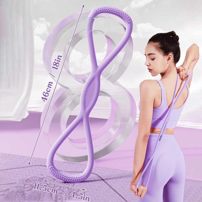 Figure 8 Exercise Bands for Women Men, Portable 8 Shaped Resistance Bands for Arms Back Stretch Training