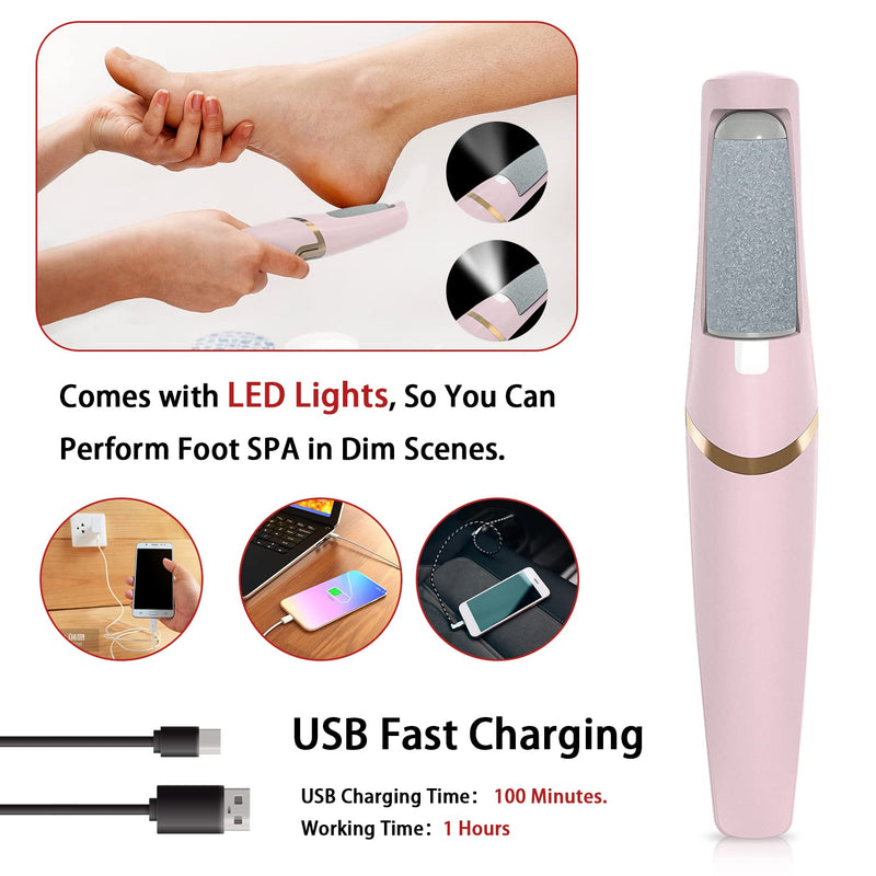 Electric Foot Callus Remover, Foot File, Rechargeable Foot File Set with 4 Different Roller Heads, Professional Pedicure Tools to Remove Cracked Heels and Dead Skin, for Feet Hands Spa 2 Count (Pack of 1) - BeesActive Australia