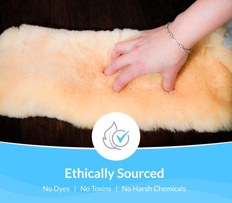 Sheepskin Ranch Sofsheep Medical Sheepskin Heel Protector, Pressure Relief for Bed Sores, Ulcers, Sensitive Skin, Hospital Grade, Chrome Free, Washable, Hypoallergenic, Adjustable, Real Wool, Single