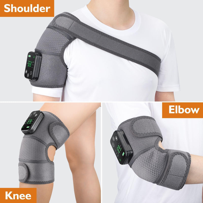 NORTHERN BROTHERS Knee Heating Pad for Pain Relief, Knee Massager with Heat and Vibration to Keep Knee Warmers, Heated Knee Brace for Relaxing Grey 1