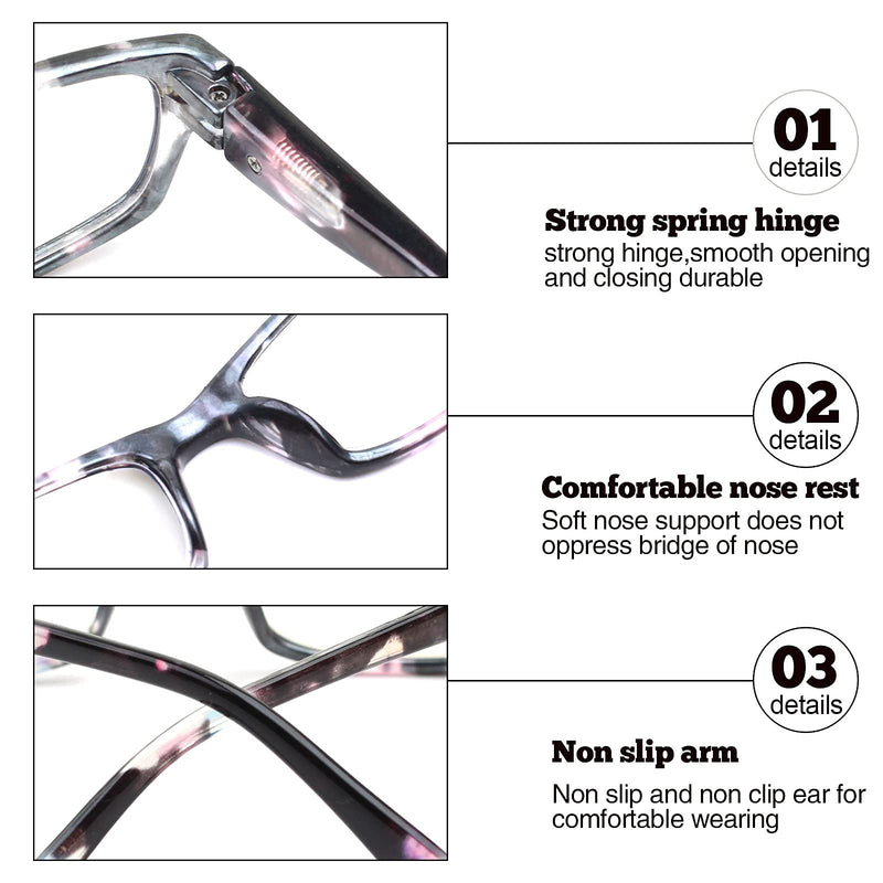 VIDEBLA 5 Pack Computer Reading Glasses Men and Women Anti Eyestrain Blue Light Blocking Glasses for Reading (5 Mix-2, 2.50) 5 Mix-2 2.5 x - BeesActive Australia