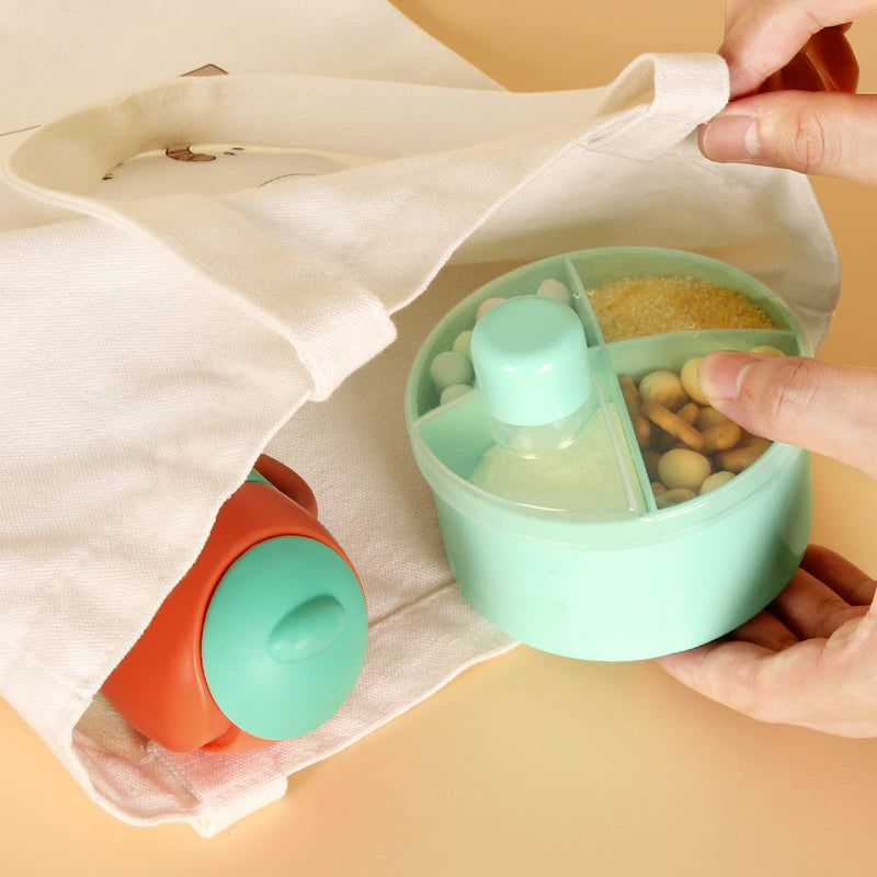 Accmor Formula Dispenser On The Go, Non-Spill Rotating Four-Compartment Formula Container to Go, Milk Powder Snack Storage Container for Infant Toddler Travel Outdoor, Green 1