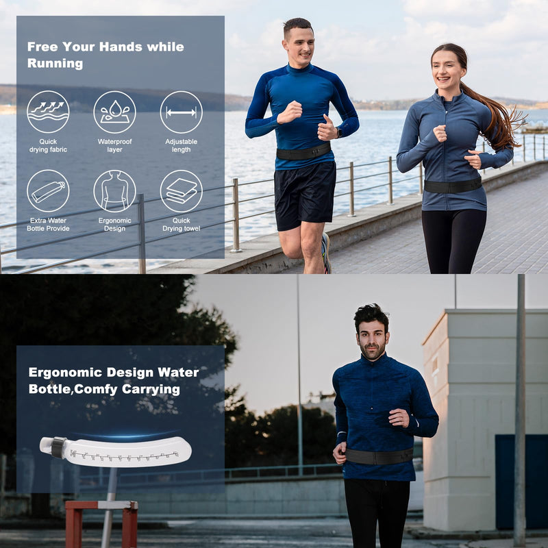 Ultimate Running Belt for Women and Men, Water Proof Running Belts Fanny Pack with Water Bottle, Slim Running Bag Belts with Phone Holder Bottle Holder Adjustable Fit for Runner (Medium) Black Medium
