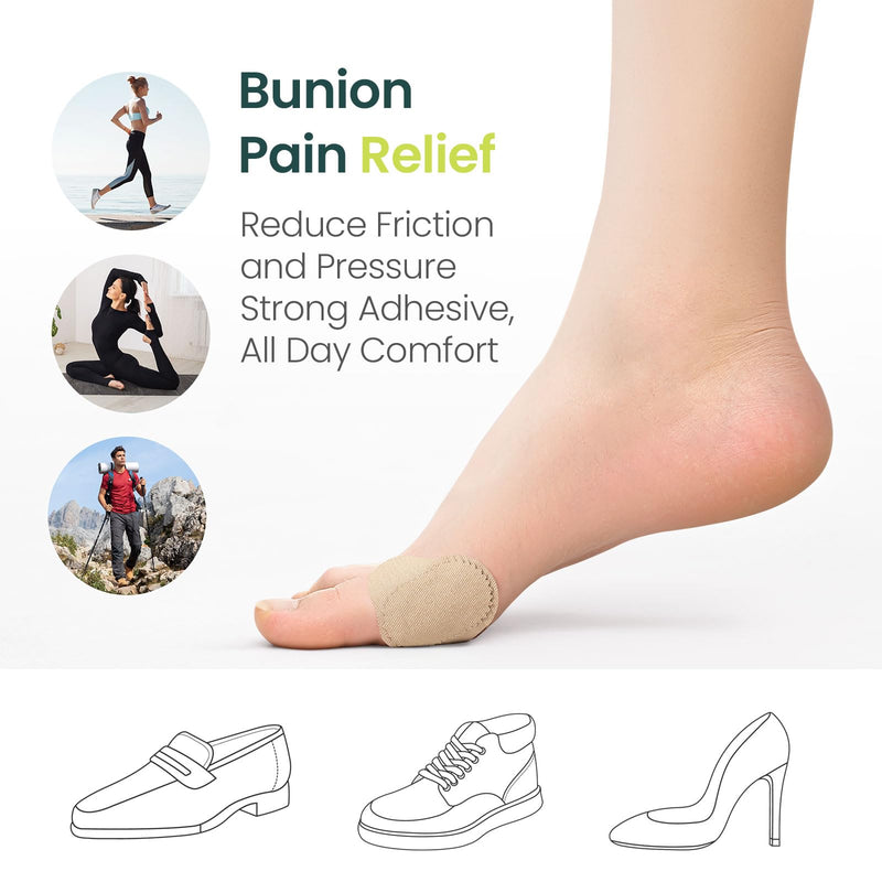 Bukihome Bunion Pads to Wear with Shoes - 48 Pcs Moleskin for Feet - Water-Resistant - Bunion Pain Relief Cushions for All-Day Comfort & Protection (Multi-Size) Multi-Size (Pack of 48) Beige - BeesActive Australia