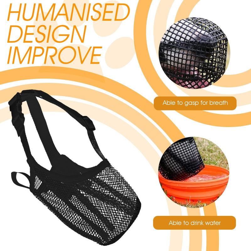 Muzzle for dogs, pack of 2, breathable dog muzzle mesh, dog muzzle with rounded shape for small, medium and large dogs, soft adjustable mesh muzzle, black + gray, M - BeesActive Australia