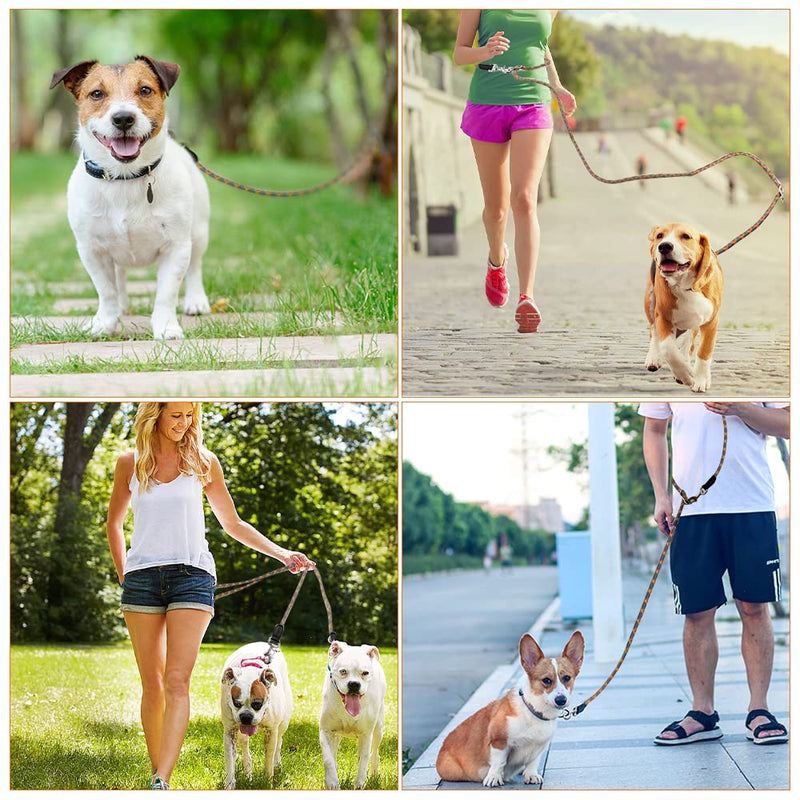 Pawstrip Hands-Free Dog Leash - Multifunctional Reflective Waist and Crossbody Training Leash for Walking and Running - Adjustable Nylon Double Leashes for Small, Medium, Large Dogs Orange