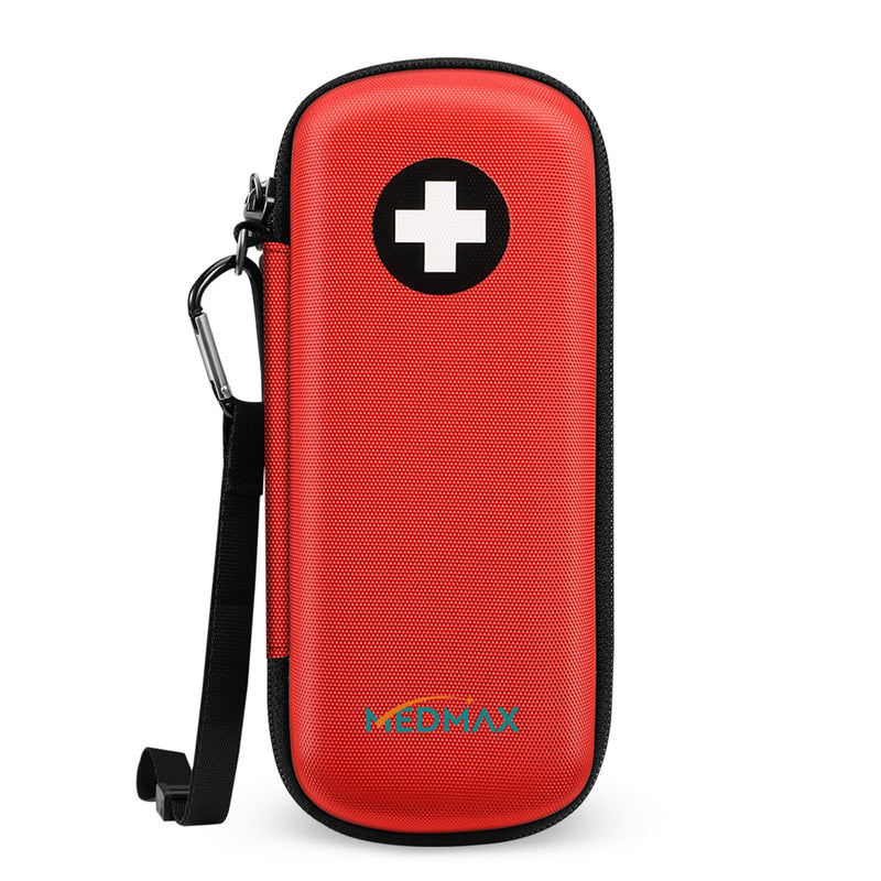 Epipen Medical Carrying Case, Hard Shell EVA Shock Absorption Travel Medication Organizer Bag Emergency Medical Pouch Holds 2 EpiPens, Asthma Inhaler, Auvi-Q, Allergy Medicine Essentials (Red) Red - BeesActive Australia