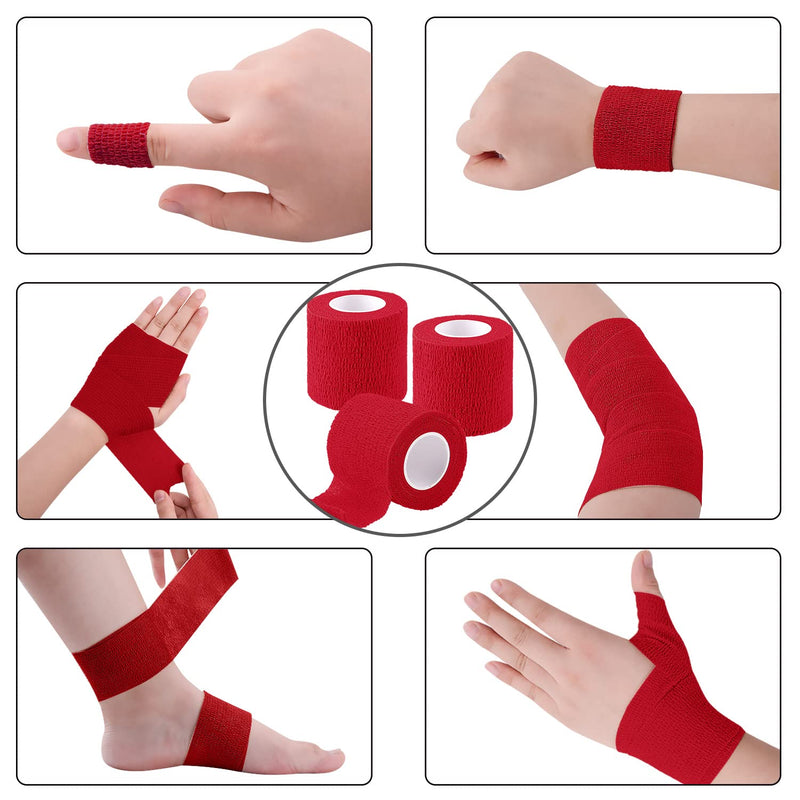 BQTQ 40 Rolls Self Adhesive Bandage 2 Inch Red Self Adherent Stretch Bandage Self Stick Athletic Wrap Tape Wound Wrap for Wrist Ankle Swelling Sprains - BeesActive Australia