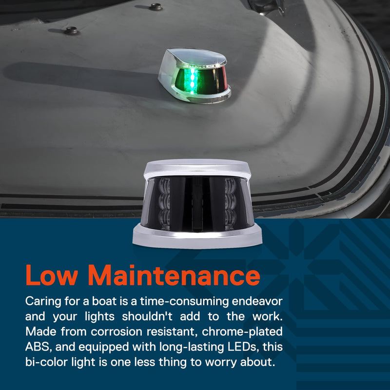 TRUE MODS Red Green LED Marine Navigation Bow Light [USCG ABYC A-16 2NM] [Waterproof] [Chrome & ABS] 2 Nautical Mile Visibility Bicolor Light for Pontoon Yacht Fishing Boat - BeesActive Australia