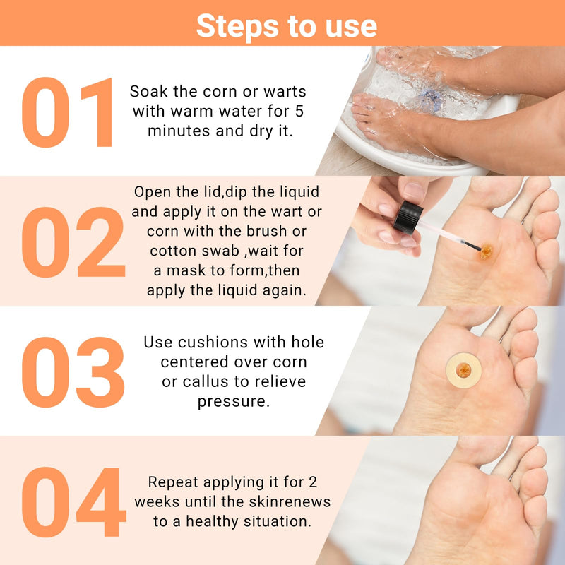 Wart Corn Remover Liquid, Smoothes Skin Gentle Fast Acting Gel Wart Removal for Plantar Wart Flat Warts and Corns (M02) M02 - BeesActive Australia