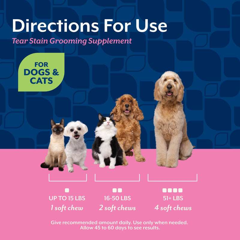 NaturVet Lutein Tear Stain Supplements for Dogs & Cats – Prevents Tear Stains for Dog, Cat Breeds – Includes Oregon Grape Root, Marshmallow Root, Cranberry Extract – 120 Ct.