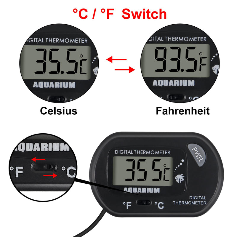 6 PackLCD Digital Aquarium Thermometer Fish Tank Water Terrarium Temperature with Suction Cup for Fish Tank Water Terrarium 6