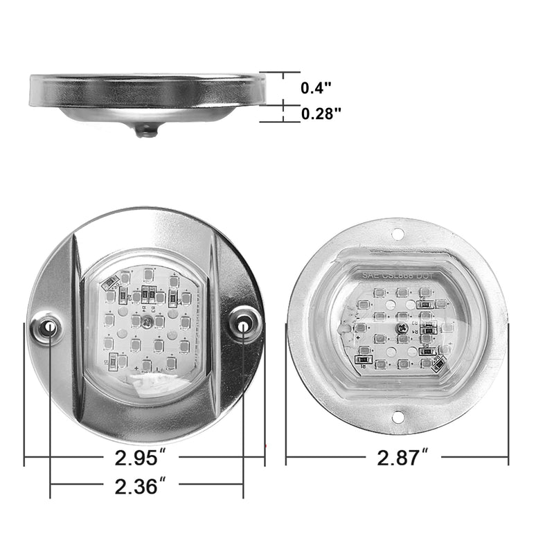 HUSUKU LED Marine Courtesy Lights, 316 Stainless Steel, 18LED IP65 Boat Transom Mount Waterproof Stern/Pontoon Lights 10-36V blue - BeesActive Australia