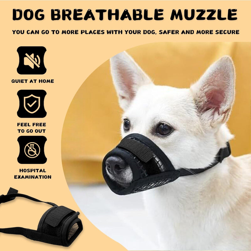 KEYRI Pack of 2 Muzzles for Dogs Adjustable Loop Soft Muzzle Prevents Biting Allows Panting Drinking and Barking Mesh Muzzle for Small Large and Dogs (Black, Small) Black - BeesActive Australia
