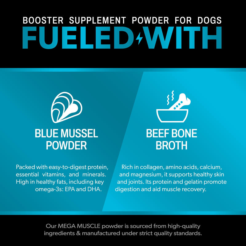 Dog Muscle Growth Powder – Blue Mussel & Bone Broth Topper for Dogs | Muscle, Bone & Joint Support | Protein-Rich Supplement | 3.2 oz