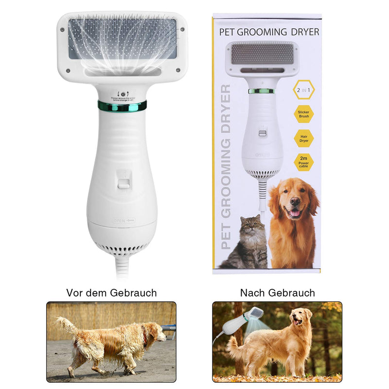 Ownpets dog hair dryer with fur comb, 2 in 1 pet hair dryer brush, dog dryer, temperature adjustable (2 levels 40 or 60℃), animal hair dryer for dogs, cats or other pets, 300W - BeesActive Australia