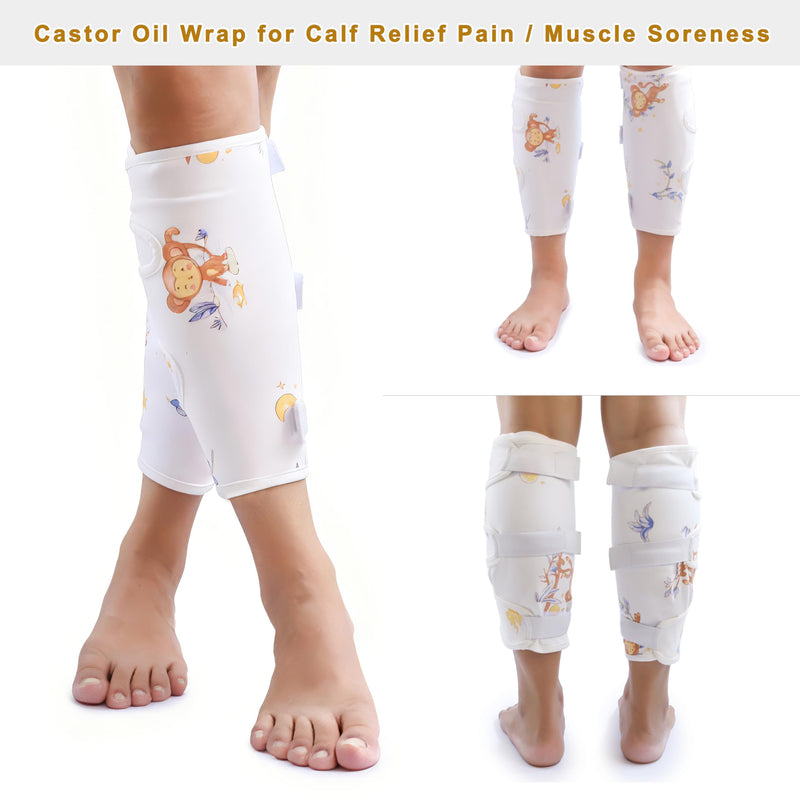 Organic Cotton Moisturizing Leg Wraps for Dry Cracked Skin Applying Oil/Lotion/Cream/Ointment, Hydrate Smoothe Soften Skin, Adjustable Castor Oil Packs Sleeve for Leg/Calf, Waterproof & Anti Oil Leak Large-circumference: 15.8-18.2 Inch(40-47cm) - BeesActive Australia