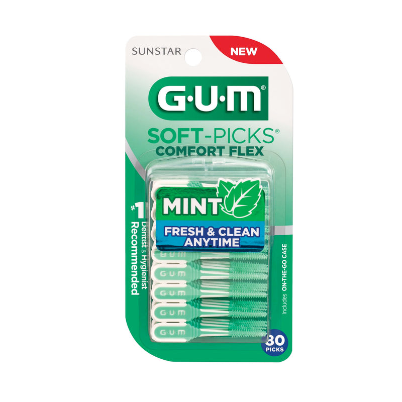 GUM Soft-Picks Comfort Flex, Mint, Dental Picks for Teeth Cleaning Health, Disposable Interdental Brushes with Convenient Carry Case, Dentist Recommended, 80 Count (Pack of 4) 320 Total 80 Count (Pack of 4) - BeesActive Australia