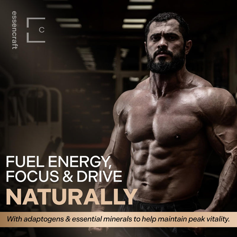Essencraft Atlas X Testosterone Supplement for Men – 10-in-1 Natural Testosterone Booster & Muscle Booster w/Shilajit, Zinc, Tongkat Ali, & More (120 Capsules) 1