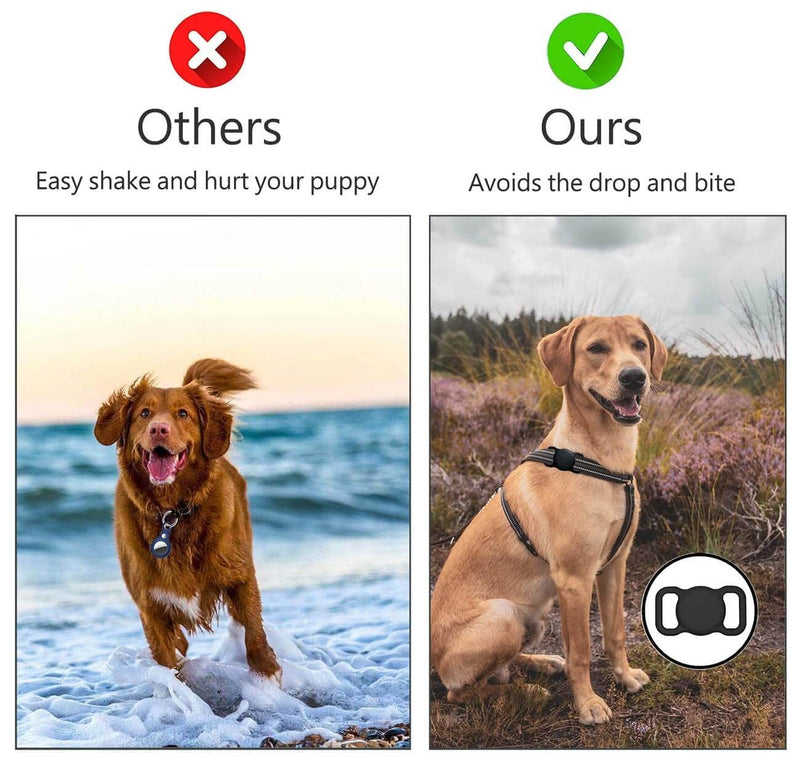 Airtag Dog Collar Holder (2 Pack) SWINCHO Silicone GPS Tracker Case Anti-Lost Protective Air Tag Cat Collar Holder (Black&White) Black&White - BeesActive Australia