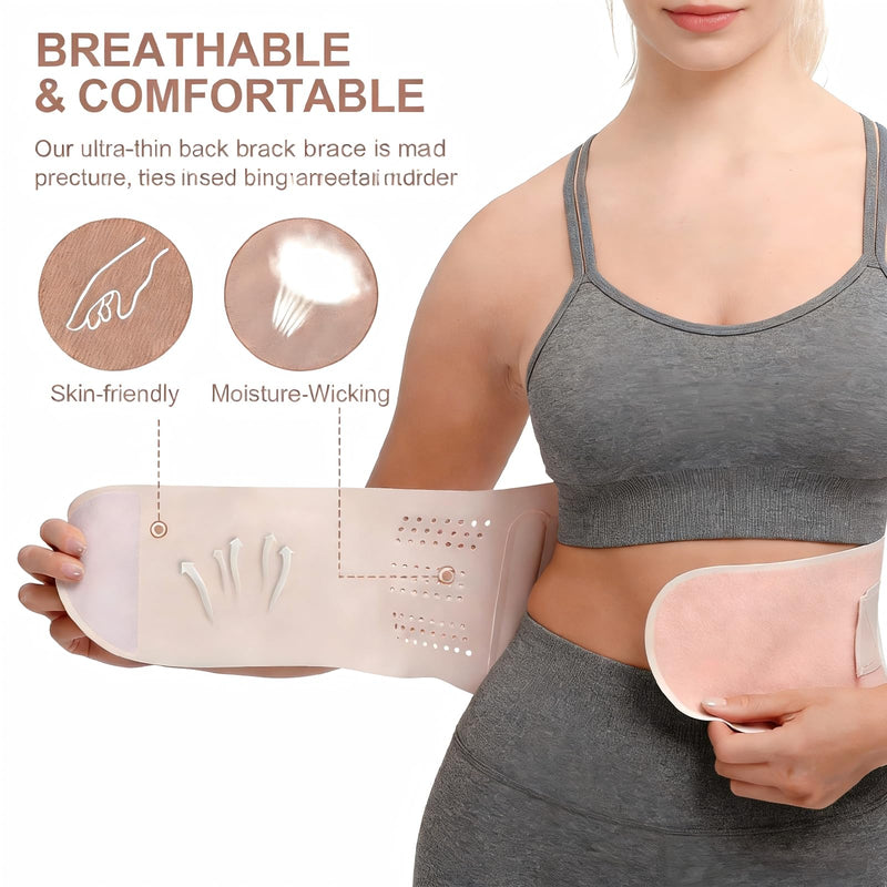 RANDY SUN Comfort Lower Back Brace for Female Workers - Breathable & Lightweight Posture Corrector, Adjustable andInvisible for Daily Wear Pain-Free All Day Wear,Pink, X-large L/XL(Waistline 30"-37") Light Pink - BeesActive Australia