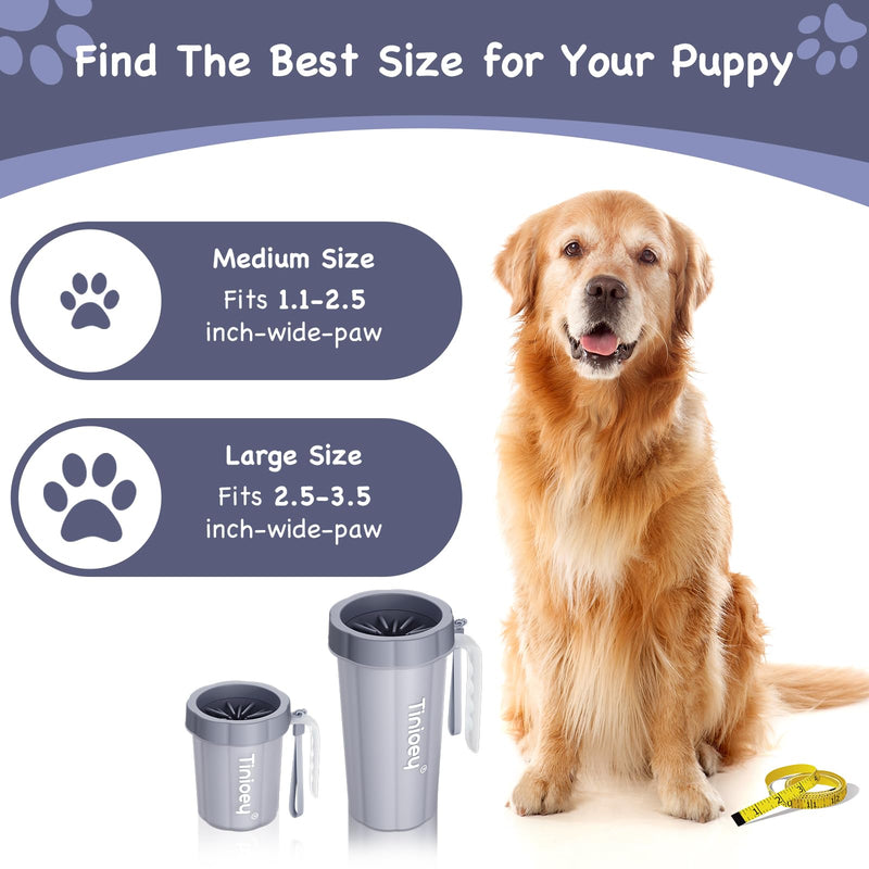 Paw Cleaner with Handle for Large Dogs - Effectively Cleans Muddy Paws and Feet for Dogs & Pets (Gray) Large with Handle Gray - BeesActive Australia