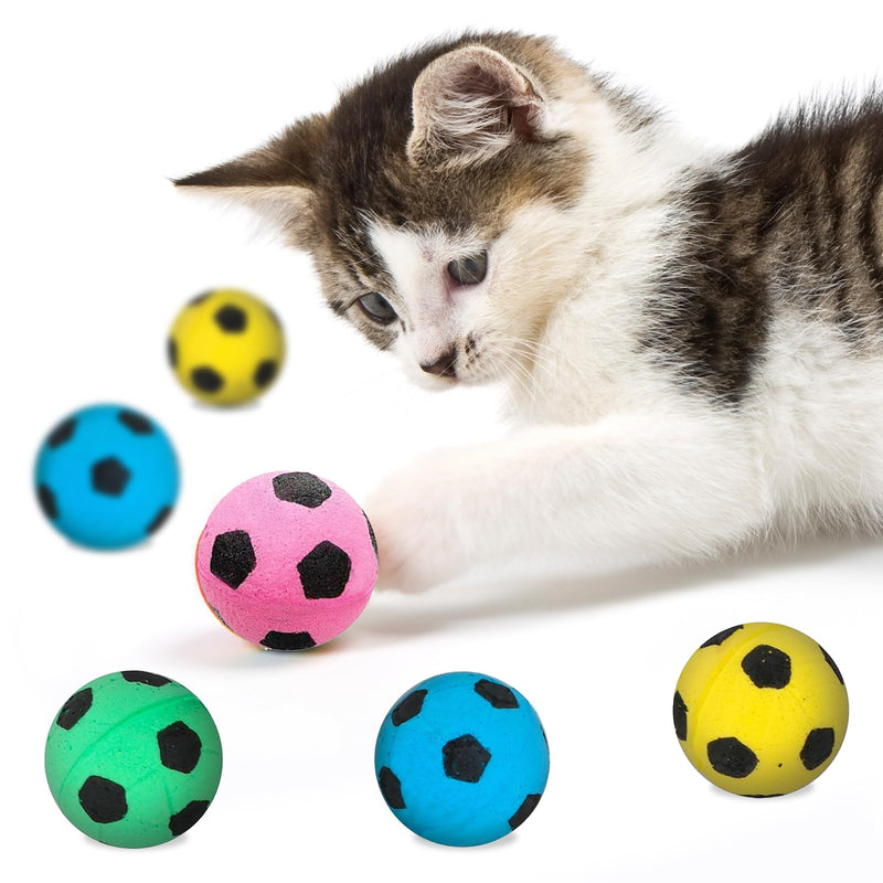 Vila Cat Soccer Balls, Feline Entertainment and Enrichment, Physical, and Mental Workout, Kitty’s Silent Companion, Foam Sponge, Pink, Yellow, Green, Blue, 1.5” -2” (Diameter), 12 Pcs per Pack - BeesActive Australia