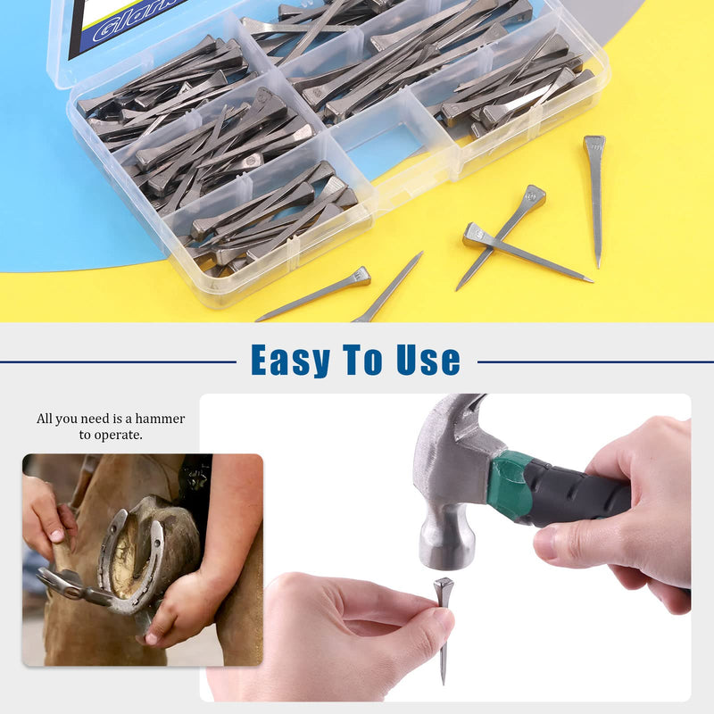 Glarks 130Pcs E2 E3 E4 E5 E6 Horseshoe Nails Assortments Set 41mm 45mm 47.5mm 51mm 54mm Steel Horseshoe Tools for Horse Training Equestrian Sports - BeesActive Australia