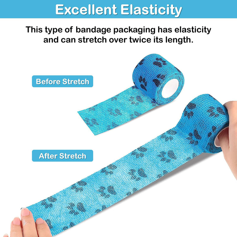 Self Adhesive Bandage Wrap, 9 Pcs 2 inch x 5 Yards, Self-Adhesive Non-Woven Tape, Pet Wrap for Dogs Horses Pet Animals for Wrist Healing Ankle Sprain and Swelling(2 Inch Claw) - BeesActive Australia