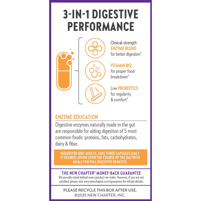 New Chapter All-Flora Enzyme Complex with Probiotics, 90 Count | Clinical-Strength Digestive Enzymes and Ultra-Concentrated Probiotics Relieve Bloating, Plus Fermented Vitamin B12