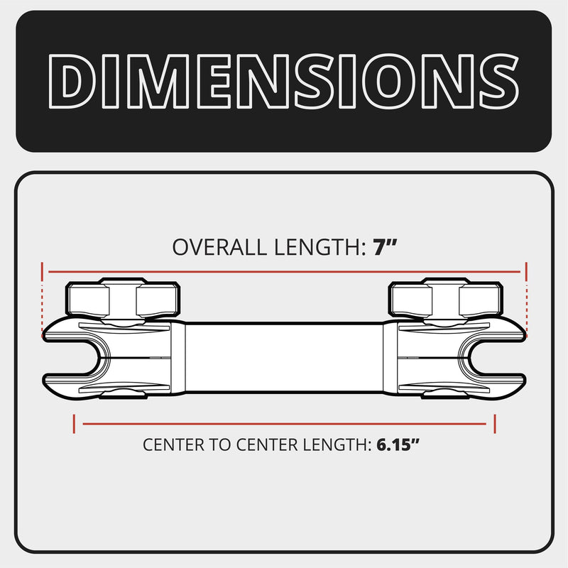 Tackform 7" Long 20mm Ball and Socket Arm DuraLock 20 Series Aluminum Tube Arm | Dual 20mm Sockets and Optional Anti-Theft Knobs | Black 7 Inch - BeesActive Australia