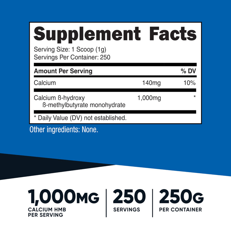 Nutricost HMB Powder (Beta-Hydroxy Beta-Methylbutyrate) 250 Grams - Gluten Free & Non-GMO (Pack of 2) 8.82 Ounce (Pack of 2)