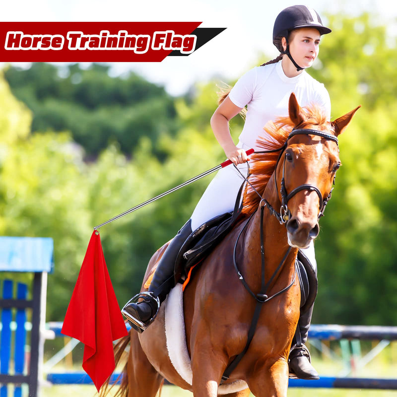 Sunnyray 48" Horse Training Flag Horse Training Equipment with 4 Feet Replacement Flags and Telescopic Handheld Flagpoles, Red, Black - BeesActive Australia