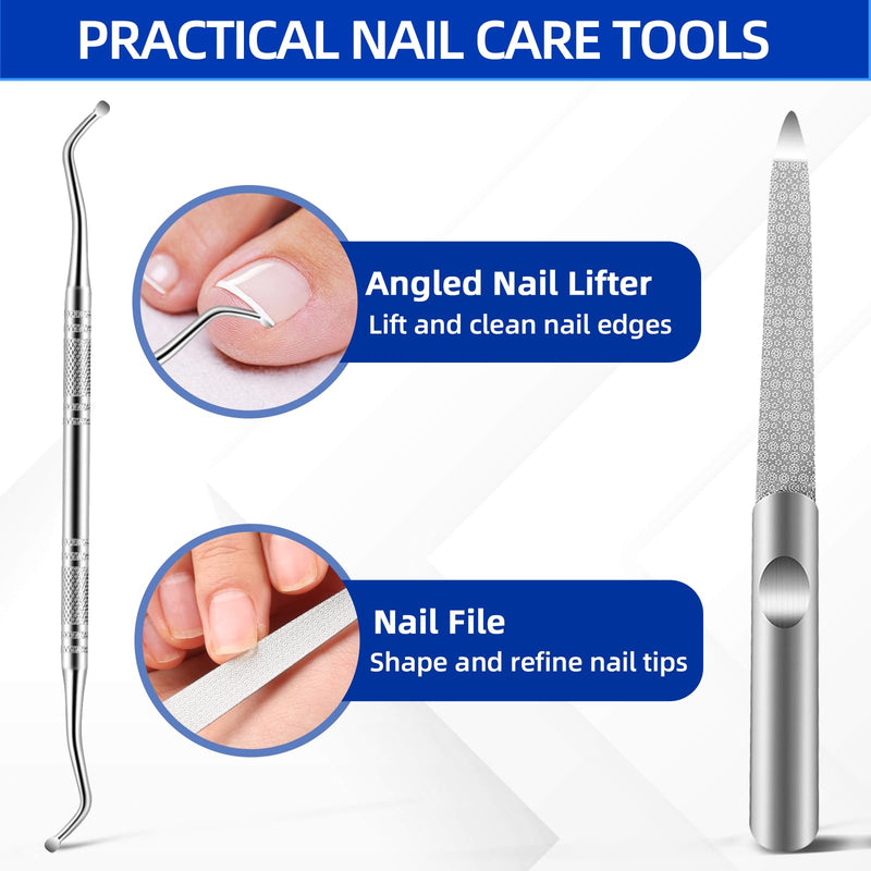 Toenail Clippers for Thick Toenails for Seniors, Professional Nail Clippers for Men, Heavy Duty Angled Head Large Toe Nail Clippers for Seniors, Slanted Ingrown Nail Clippers, 6PCS