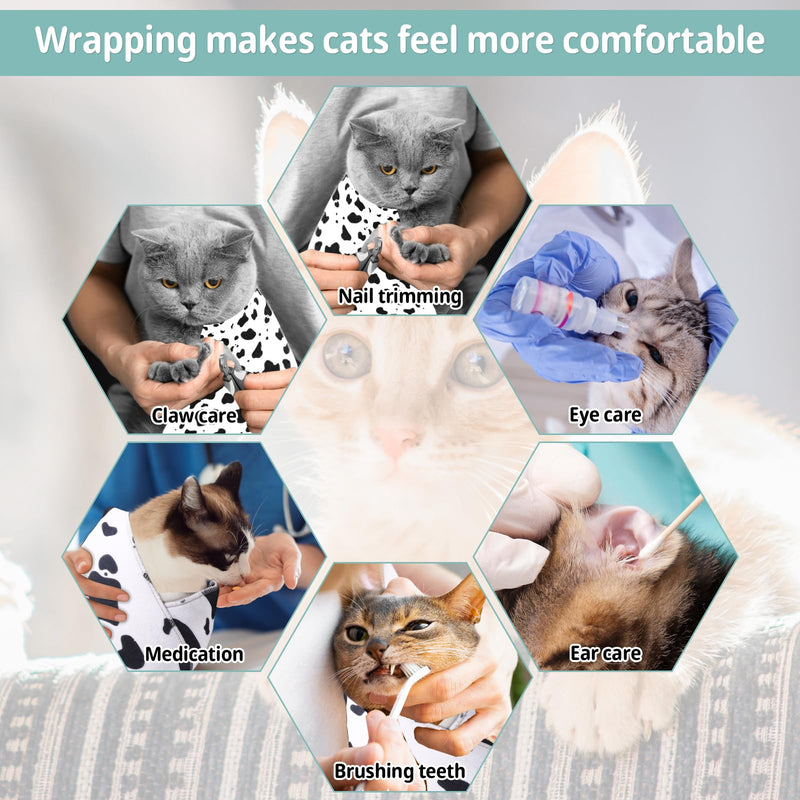 Cat Wrap for Grooming, 21.6x21.6in Soft Fabric Self-Adherent Cat Burrito Towel Restraint Wrap Anti-Bite & Anti-Scratch Cat Swaddle Wrap Washing Bag for Cutting Trimming Clipping Nails Medicine - BeesActive Australia