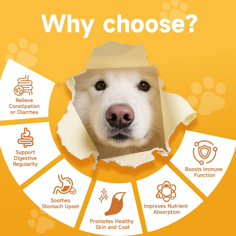 Pumpkin for Dogs Probiotics - Pumpkin Powder for Dogs, Digestion, Gut Health, Constipation Diarrhea Relief - Cranberry, Blueberry, Enzymes, Probiotics for Dogs, Fiber for Dog, 230g