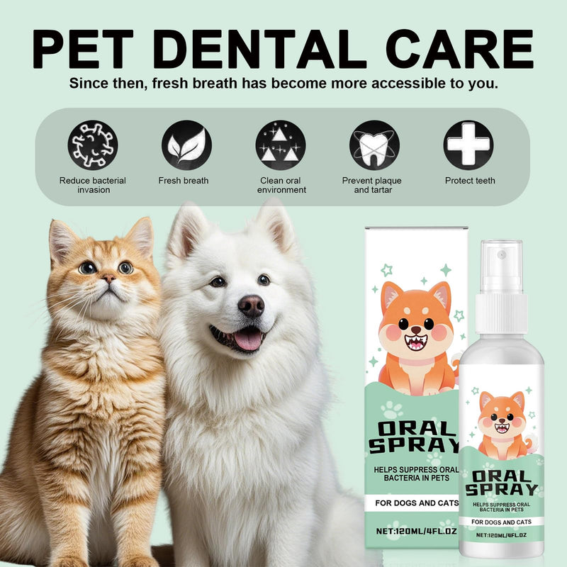 2 Pcs 120ml Dog Breath Freshener,Dentaclean Spray for Dogs & Cats,No Brushing Supports Gum Health