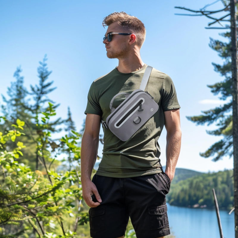 Floating Waterproof Fanny Pack with Extra-Long Adjustable Belt – Secure Waterproof Belt Bag for Phone, Passport, and Wallet, Ideal for Swimming, Kayaking, Boating, Beach, Fishing, Waterpark Gray