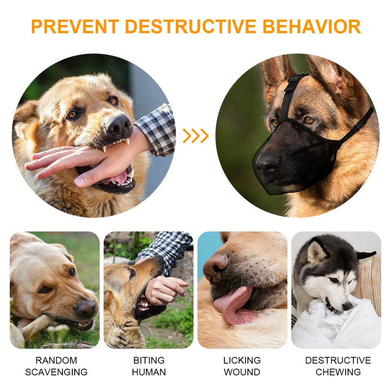 Adiwo muzzle for dogs, dog muzzle with rounded mesh loop, breathable, safe, quick fit for small, medium and large dogs, adjustable eating protection, dog biting and chewing, M/22-25 cm - BeesActive Australia