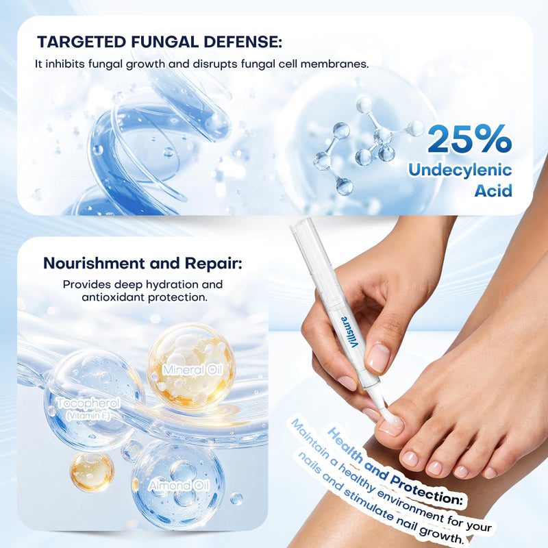 Villsure Toenail Fungus Pen - Toenail Fungus Treatment Extra Strength, Contains 25% Undecenoic Acid, Tea Tree Oils, along with Other Natural Ingredients, Mild and Non-Irritating- Nail Fungus Pen 5pcs - BeesActive Australia