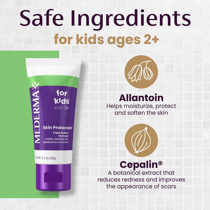 Mederma Scar Gel for Kids; Reduces the Appearance of Old and New Scars from Cuts, Burns, Surgery; Goes on Purple and Rubs in Clear; Grape Scented; Ages 2+, 40g (2 x 20g) Twin Pack - BeesActive Australia